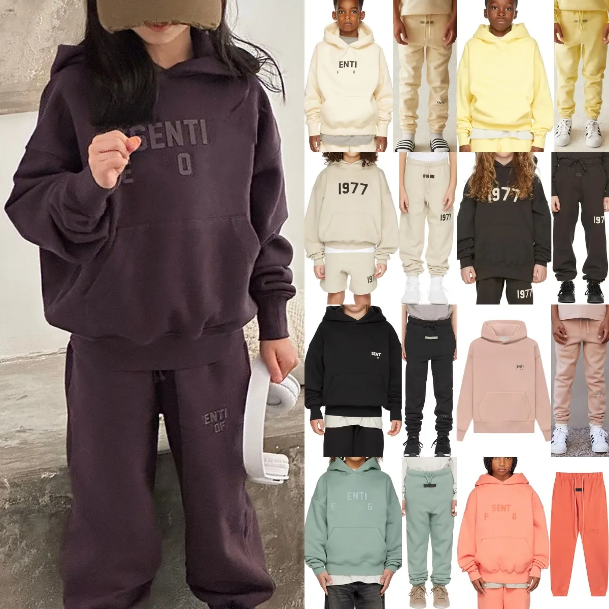 Ensembles de vêtements pour enfants Sweats à capuche pour garçons Survêtements Vêtements Pantalons ESS Sweat-shirt pour enfants en bas âge Peur Filles Vêtements pour jeunes Lâche de pulls à capuche Costumes de sport Dieu