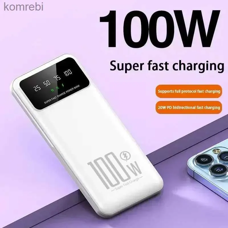 Zasilacze telefonu komórkowego 100000 mAh 100W Super szybkie ładowanie zasilania przenośna ładowarka pakiet baterii PowerBank dla iPhone'a Huawei Samsung Newl240112