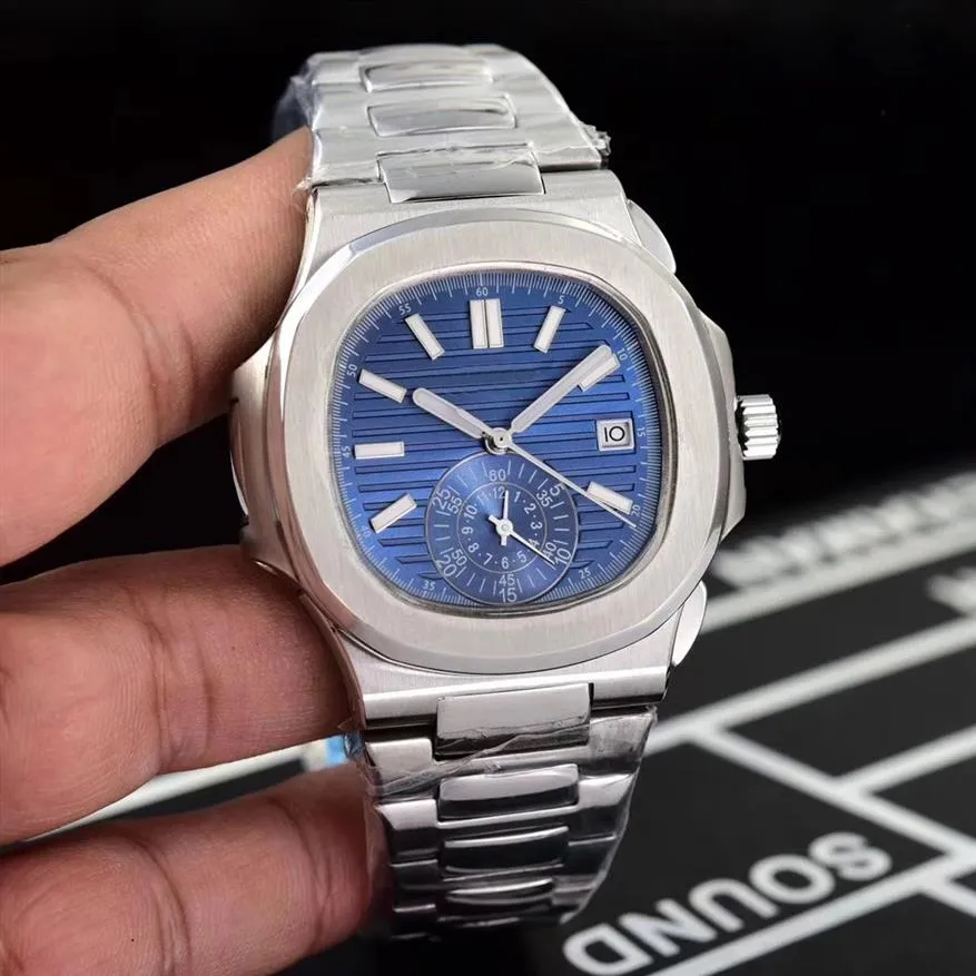Nieuwe automatische mechanische herenhorloge saffierglas achterkant meerdere tijdzones transparant zilvergrijs horloges zwart blauw274O