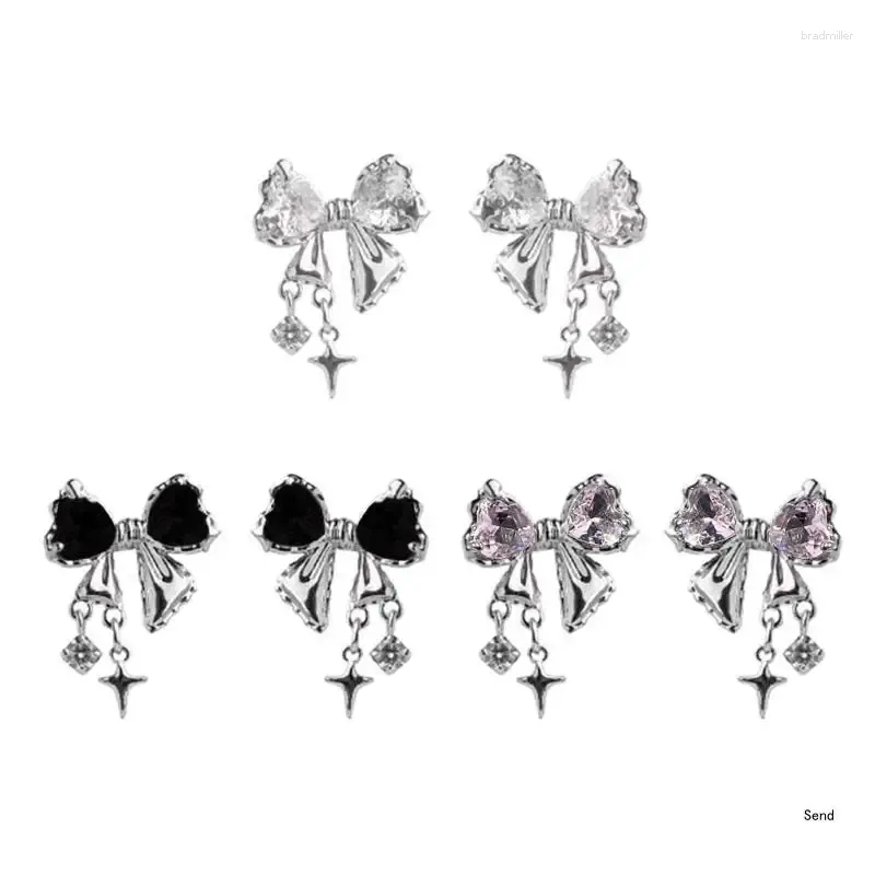 Boucles d'oreilles en Zircon avec nœud papillon, doux et Cool, bijoux de déclaration de tempérament