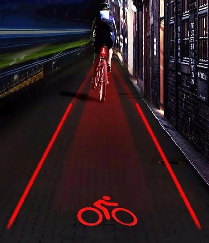 Cykel LED -bakljus Säkerhetsvarningslampa 5 LED2 LASER LAMP NATT MOBLED BAKE LJU