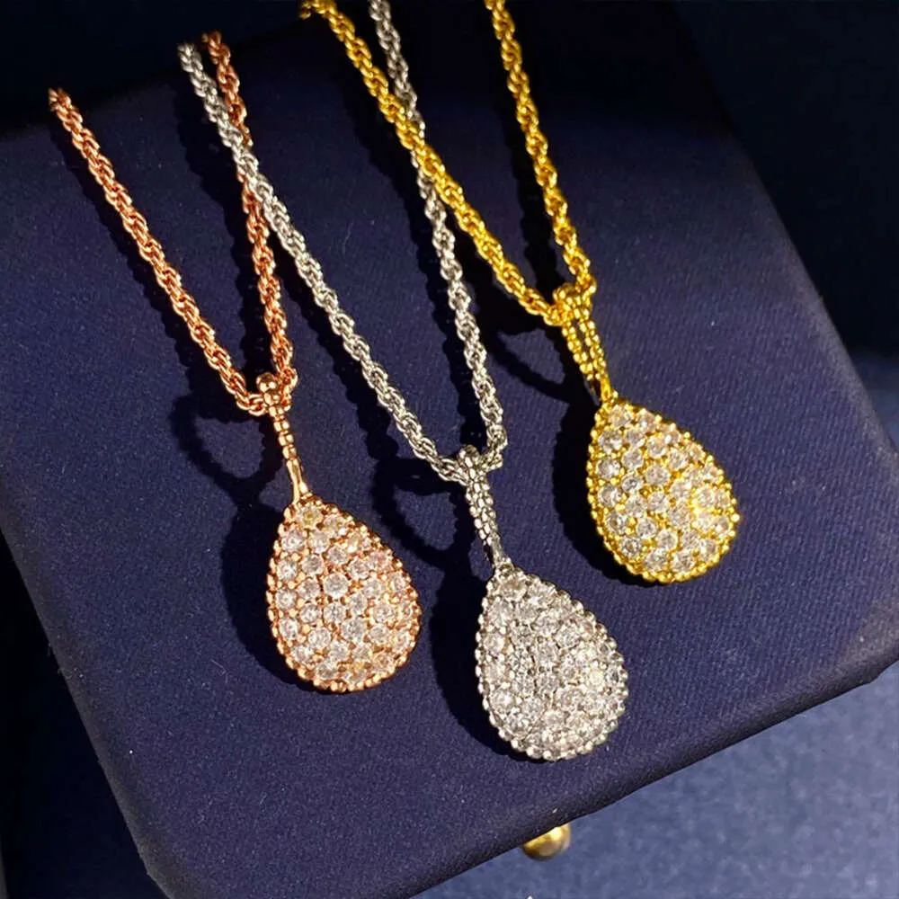 Desginer Bvlgary Tiktok Live Broadcast of Baojia Water Drop Full Diamond Beaded Necklace Women's Online Celebrity Recommended Luxury Collar Chain Jewelry