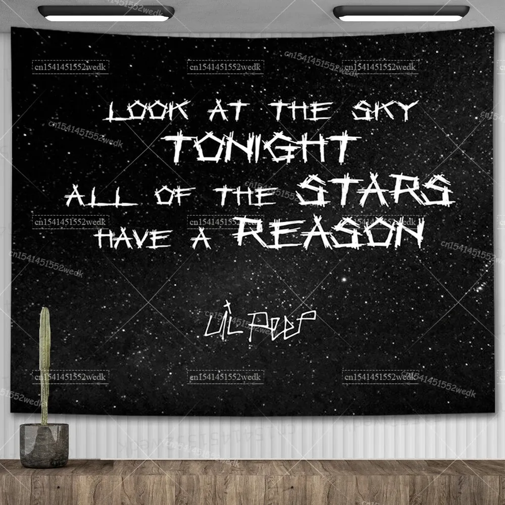 Lil Peep Wandteppich Wandbehang Look At The Sky Art Decke Schwarz Hippie Hexerei Wandteppiche Ästhetische Raumdekoration 240111