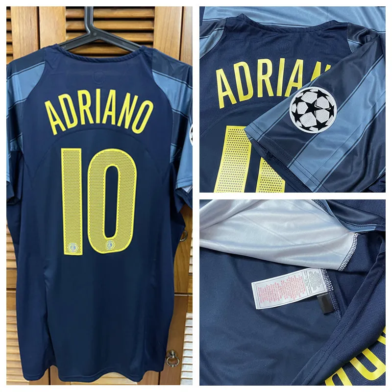 Vintage Classic In-M 04/05 UCL Shirt Jersey Kort ärmar Adriano Custom Name Number Patches Sponsor