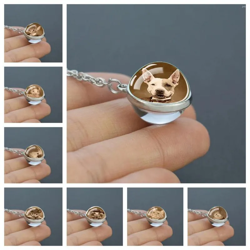 Hanger Kettingen Dierenportret Serie Ketting Dubbelzijdig Glazen Bal Legering Prachtige Mode Kunststijl Cadeau Voor Vrienden