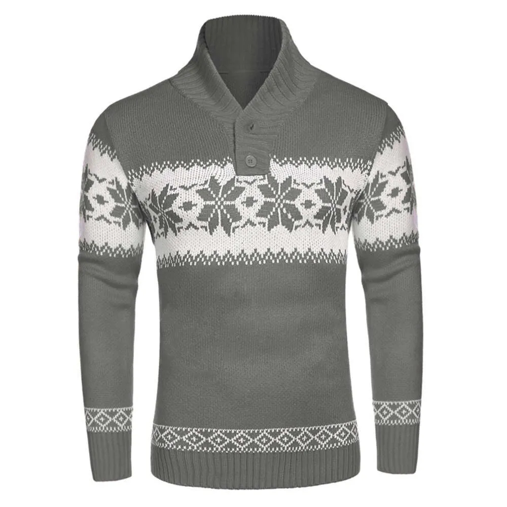 Men's Autumn And Winter New Fashion Pullover Sweater Long Sleeved Christmas Jacquard Knitted Sweater For Men