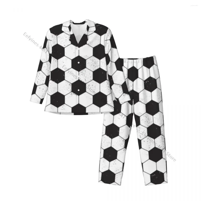 Vêtements de nuit pour hommes Grunge Soccer Ball Hommes Pyjamas à manches longues Costume masculin Set Homewear