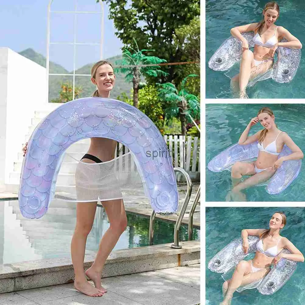 Outras piscinas SpasHG U Shape Water Recliner Mats Portátil PVC Water Floating Bed Durável Segurança Dobrável Confortável Acessórios de Piscina YQ240111
