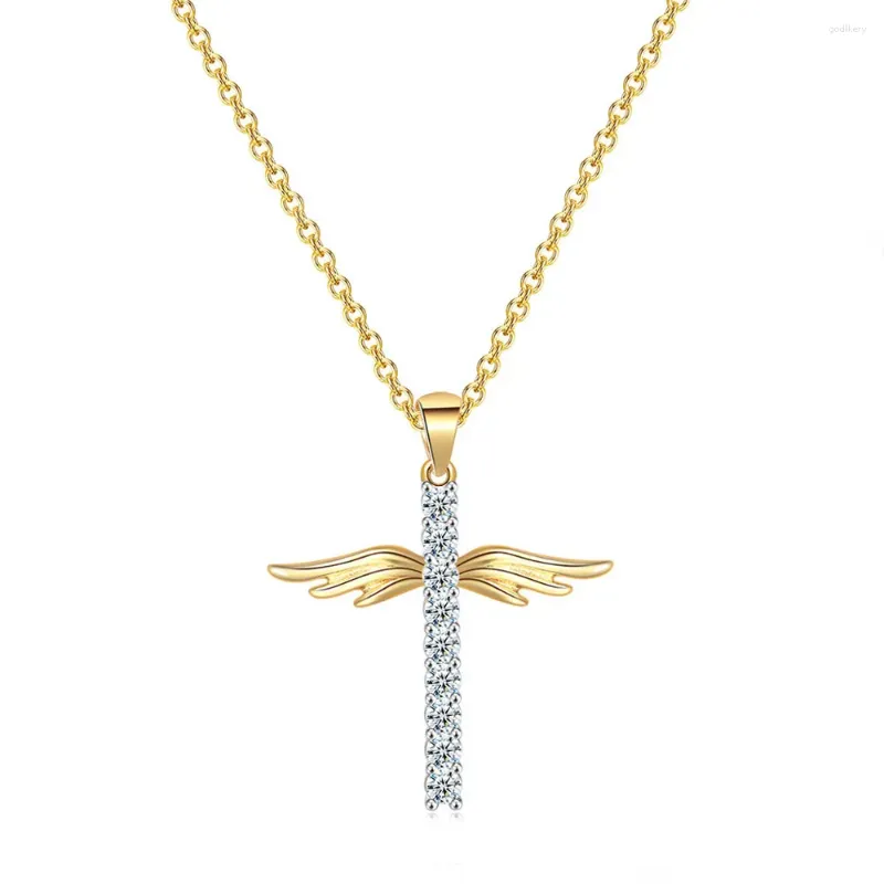 Pendant Necklaces Fashion Female Cross Pendants Drop Gold Color Crystal Jesus Necklace Jewelry For Men/Women Wholesale