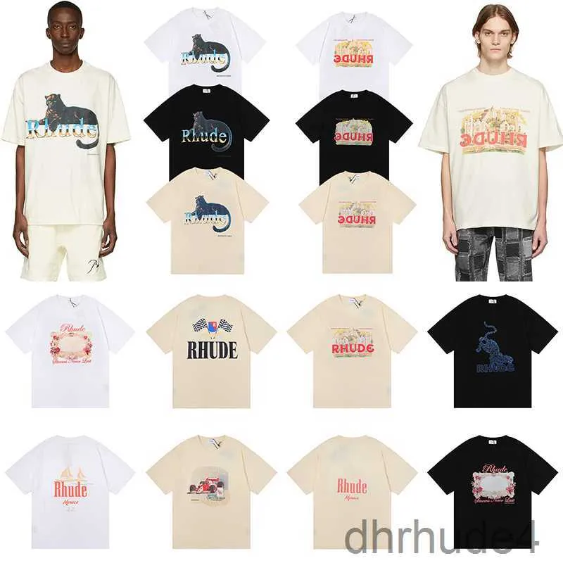 Top artisanat Rhude hommes t-shirts été créateur de mode t-shirts rue décontracté à manches courtes plage style t-shirts coton impression chemise A123 NFS2 OS0L XJ XJO7