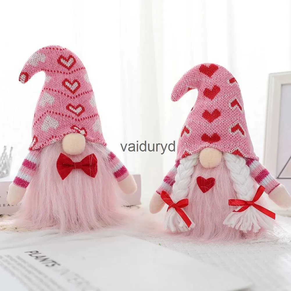 Decorative Objects Figurines Valentine Gnomes Decor Christmas Swedish Tomte Plush Tiered Tray Decorations Home Ornaments Pink Knitted Figurinevaiduryd