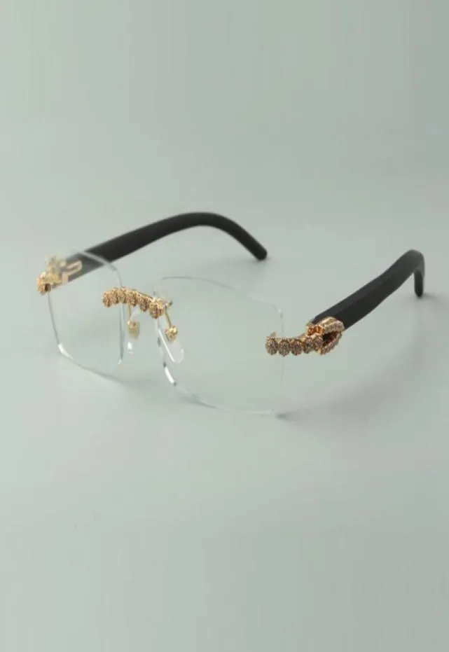 Designer-Bouquet-Diamantbrille, Rahmen 3524012 mit schwarzen Holzbügeln und 56-mm-Gläser für Unisex3911774