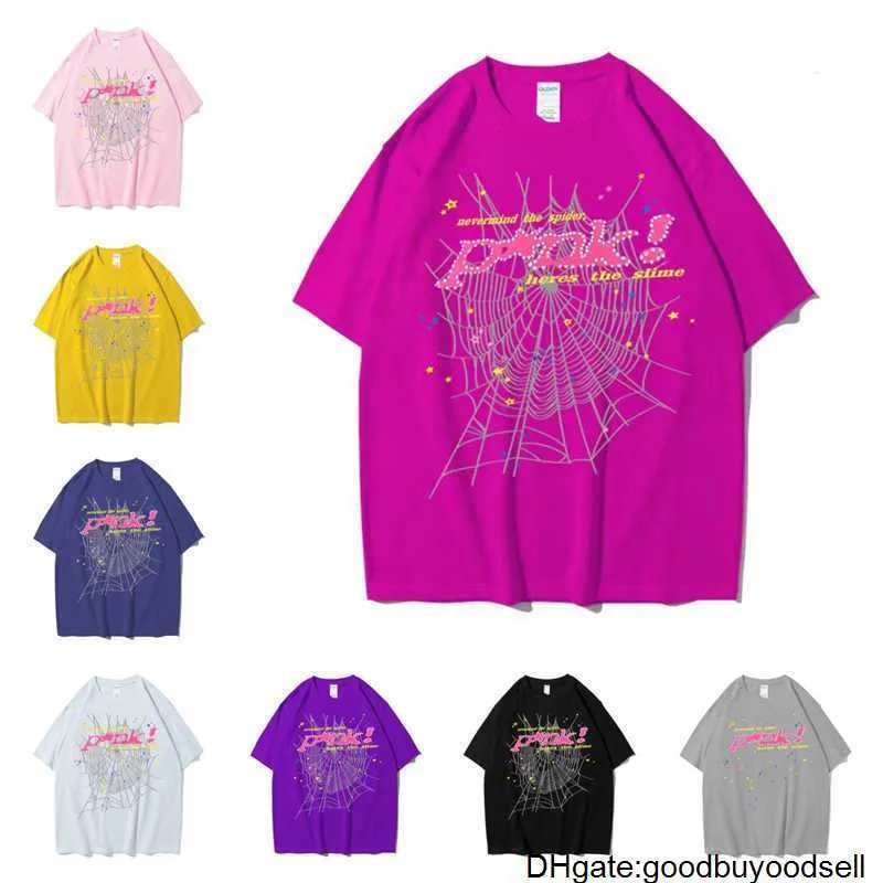 Homens camisetas Vintage Impressão Sp5der 555555 Anjo Número Camiseta Homens Mulheres B Qualidade Spider Web Padrão T-shirt Top Tees G230427 32BL