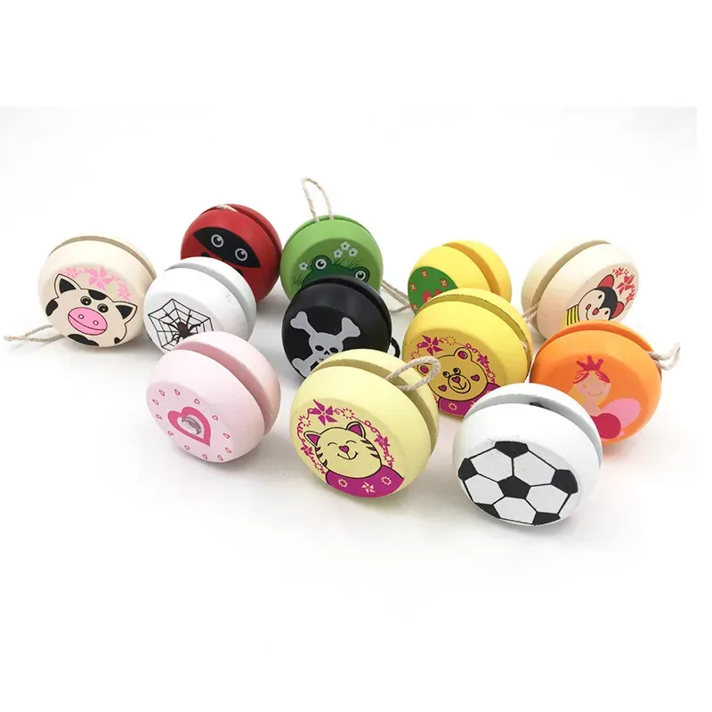 5CM Cute Animal Prints Wooden Yoyo Toys Ladybug Toys Kids Yo-Yo Creative Yo Yo Toys for Children Yoyo Ball