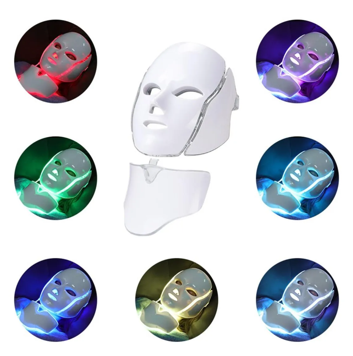 DHL 7 Färger Ansiktsbehandling Mask LED Pon Therapy Face Mask Device Light Therapy Skin Rejuvenation Whitening Neck Beauty PDT LE6213152