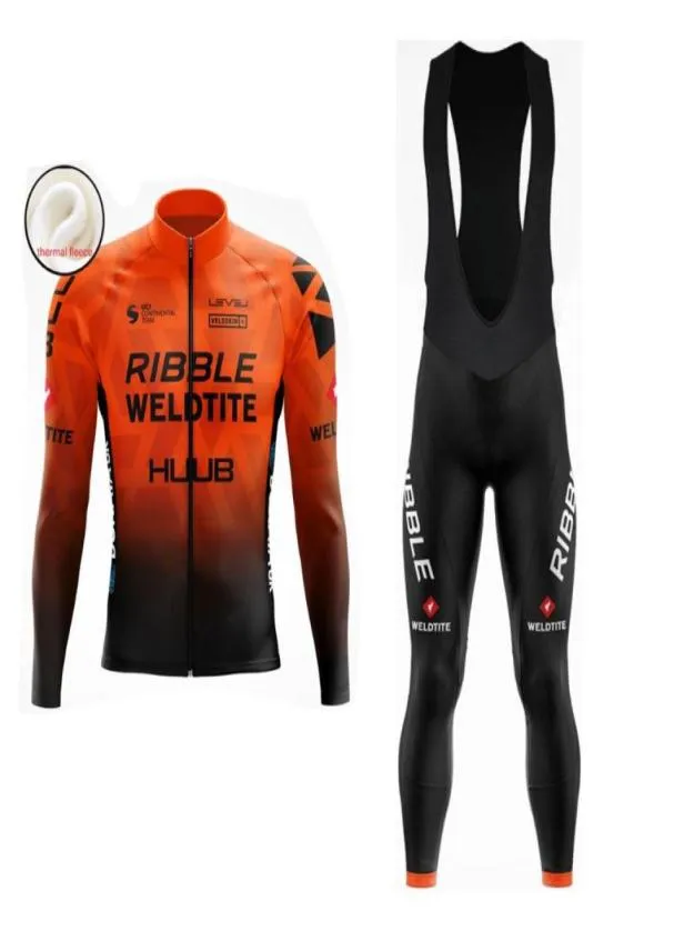 Racing Set 2021 Winter Huub Ribble Weldtite Jersey 20D Cycling Wear Ropa Ciclismo Mens Thermal Fleece Pro Cycling Maillot Culot4452302