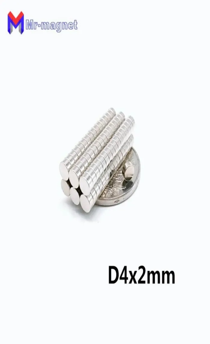 Imanes 100 pièces 4x2 aimant néodyme permanent n35 ndfeb super fort puissant petit aimant magnétique rond disque 4mm x 2mm3361124