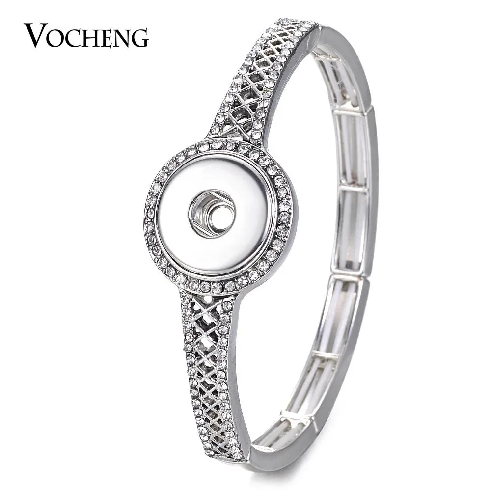 Bracelets 10PCS/Lot Wholesale Elastic Bracelet Vocheng Ginger Snap Charms Bracelet with Crystal for 18mm Snap Button Jewelry NN635*10