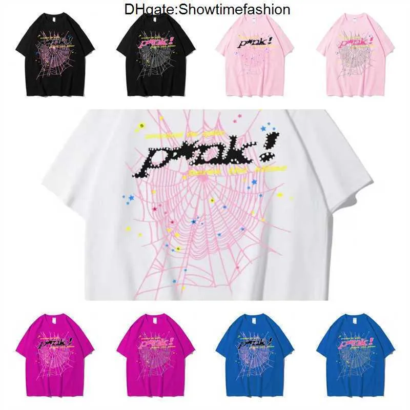 Sp5der Young Thug 555555 Men Women Hoodie High Quality shirt Foam Print Spider Web Graphic Pink Sweatshirts y2k T-shirt Pullovers US size XS-2XL ZAZO