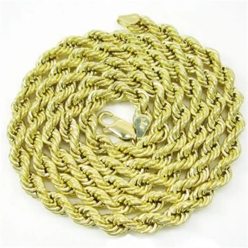 24 Inch 5mm 9 Grams Mens Ladies 10k Yellow Gold Rope Hip Hop Chain Necklace236Q