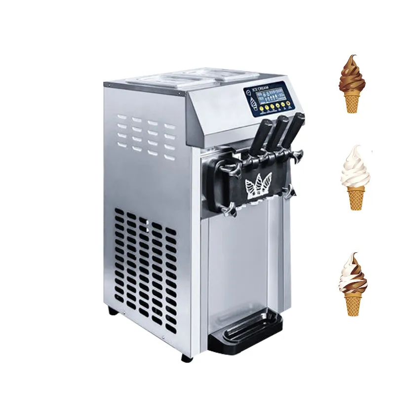 Automatiska 3 smaker Hard Soft Ice Cream Machine Commercial Vertical Turkish Roll Maker Yoghurt Making Vending