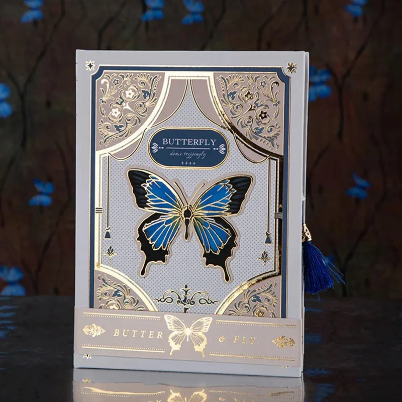 Taccuino retrò della serie Gothic Butterfly, design classico, pagina a colori, illustrazione, diario con copertina rigida, blocco note per studenti 240111
