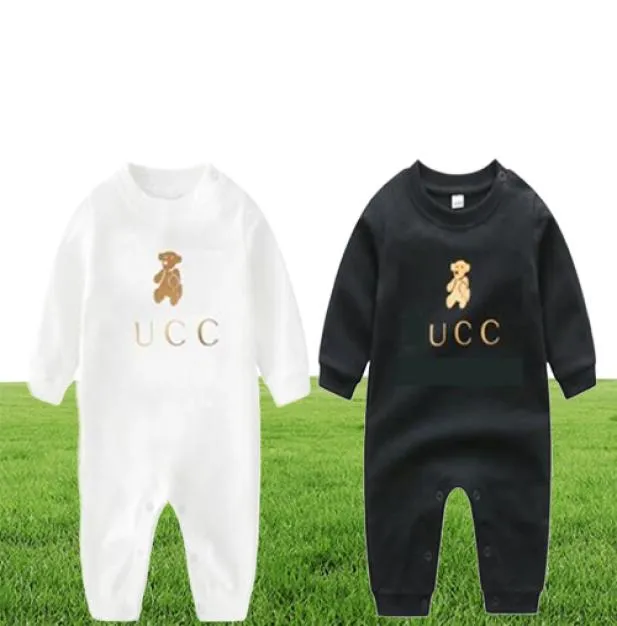 Fashion Footies Babies Designer Cotton rompers Print luxury letter brand long sleeves jumpsuits infant kids clothes8833642