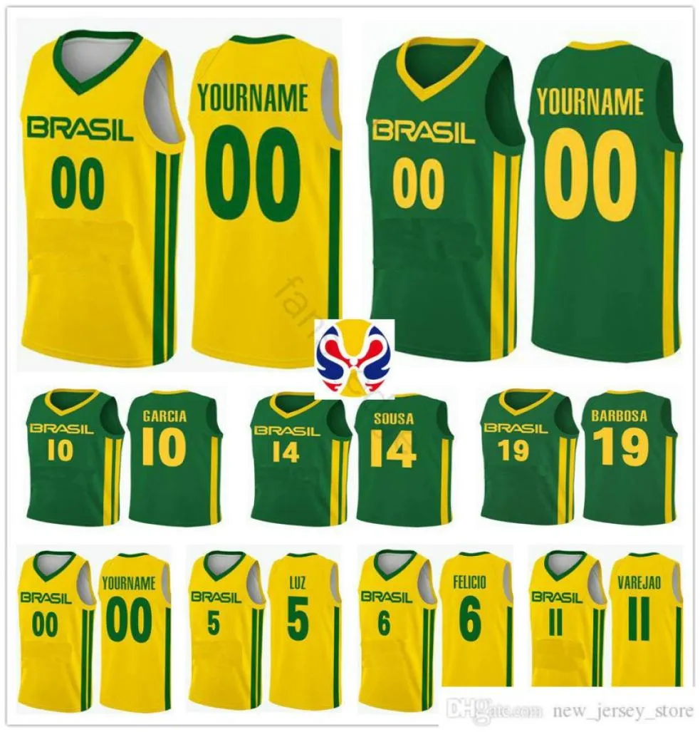 2019 World Cup Team Brasil Basketball Jerseys 9 Marcelinho Huertas 14 Marquinhos Sousa Cristiano Felicio Vitor Benite Anderson Var2076847