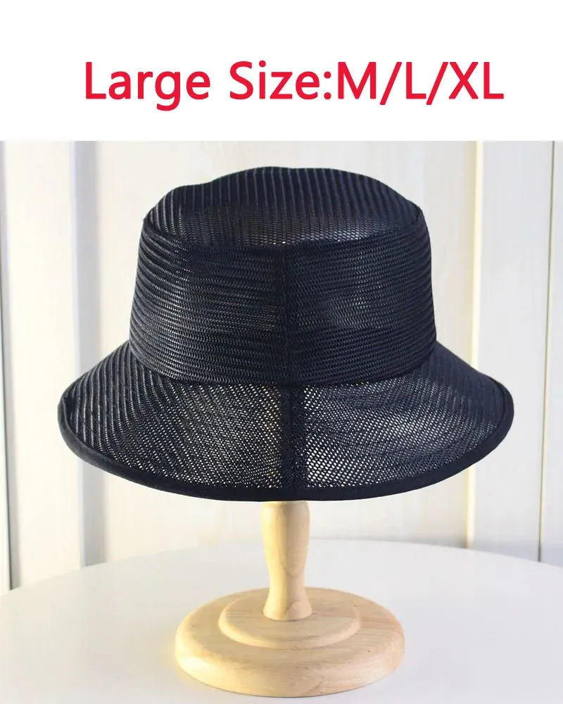 Big Size Mesh Vissershoeden voor Mannen Brede Rand Hoed Herenpet Effen Kleur Koel Ademend Panamahoeden Zonnescherm Zomer Emmerhoed 240110