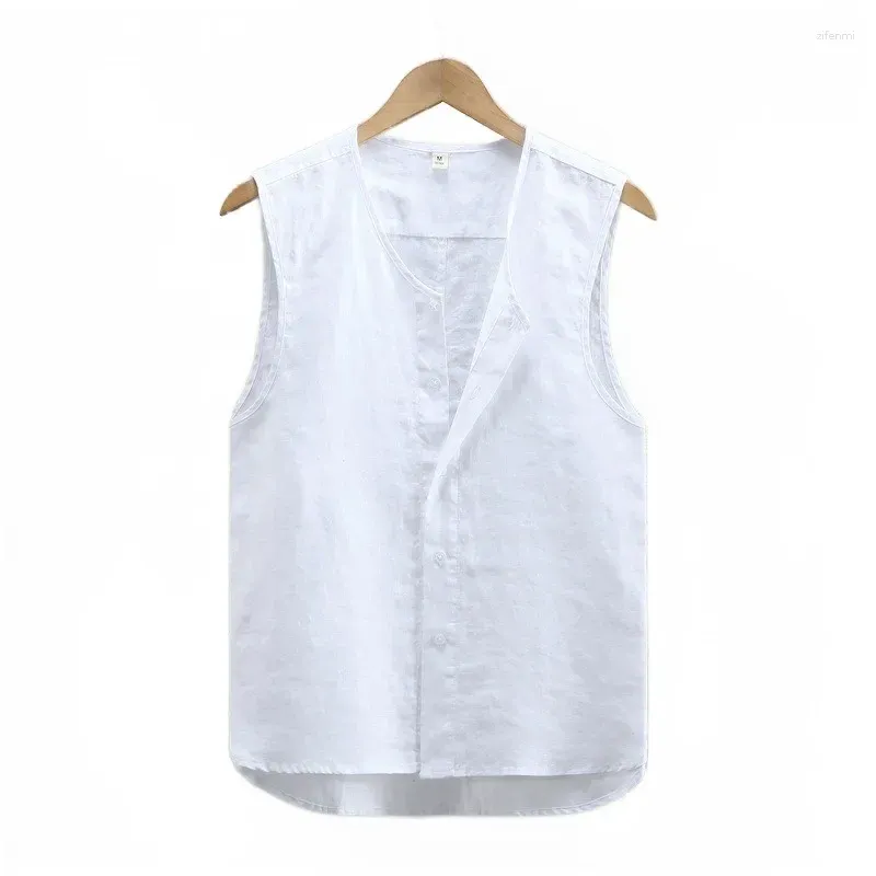 Men's Vests 2024 Thin Button Casual Solid Color Loose Large Youth Top Vest Sleeveless Vintage Washed Tank