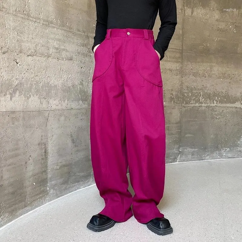 Pantaloni da uomo SYUHGFA Chic Flare Personalità maschile stile coreano casual tinta unita tasca lanterna pantaloni gamba primavera 2024