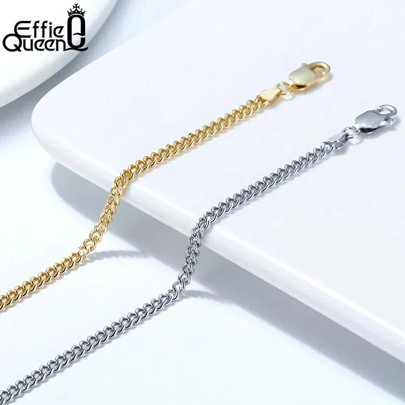 Anklets effie Queen 100 ٪ 925 Sterling Silver Cuban Chain Bracelet anklet for Leg Fashion Summer Beach Jewelry Gold Anklets SA11