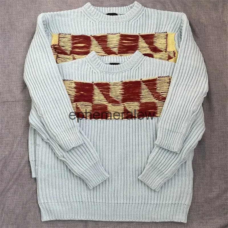 Erkek kazakları Raf Renk Blo Anahat Yuvarlak NE Kazak High Street Büyük Boy Yün Sweater Knitephemeralew