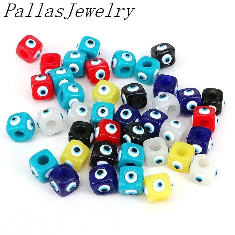 Perline 50 pezzi moda vintage resina quadrata gioielli con perline sciolte per collana braccialetto semplici perline turche blu occhio accessori fai da te