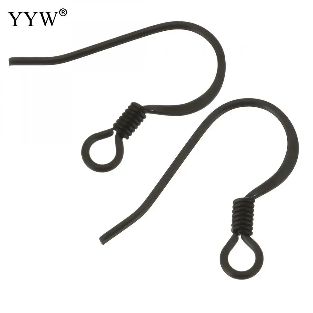 Komponenter 100 st/parti svart rostfritt stål örhängen krokar örhänge basförsörjning för smycken hitta krok öronbanor 15x15x1.50mm