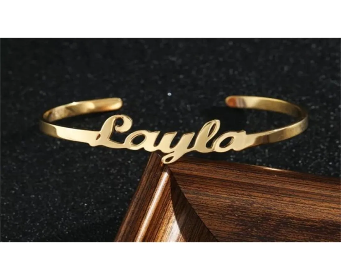 Custom Name Bracelets Bangles For Women Men Personalized Quote Letter Jewelry Stainless Steel Rose Gold Kinds Cuff Bracelets bff 22418008