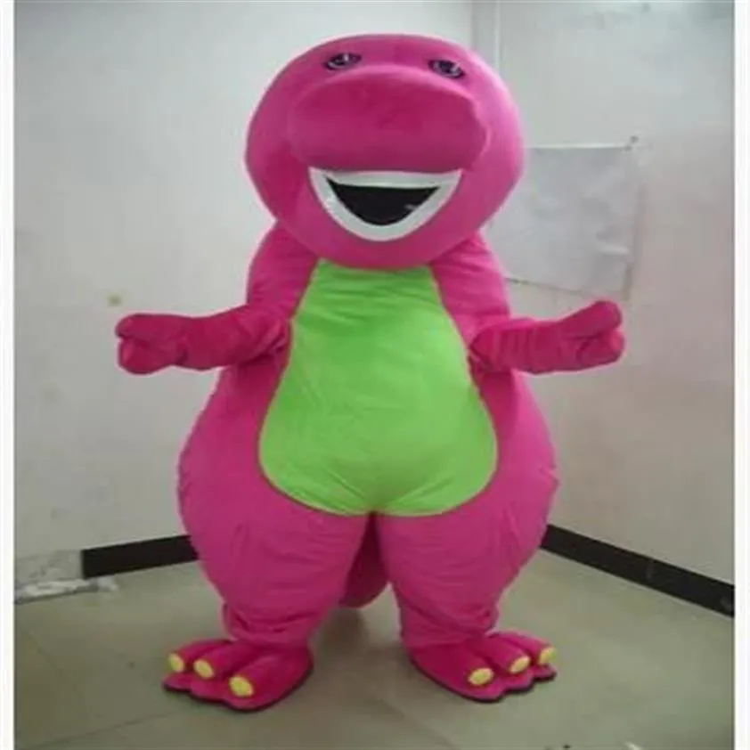 2018 Costumes de mascotte de dinosaure Barney de haute qualité Profession Halloween Cartoon Taille adulte Fantaisie Dress309y