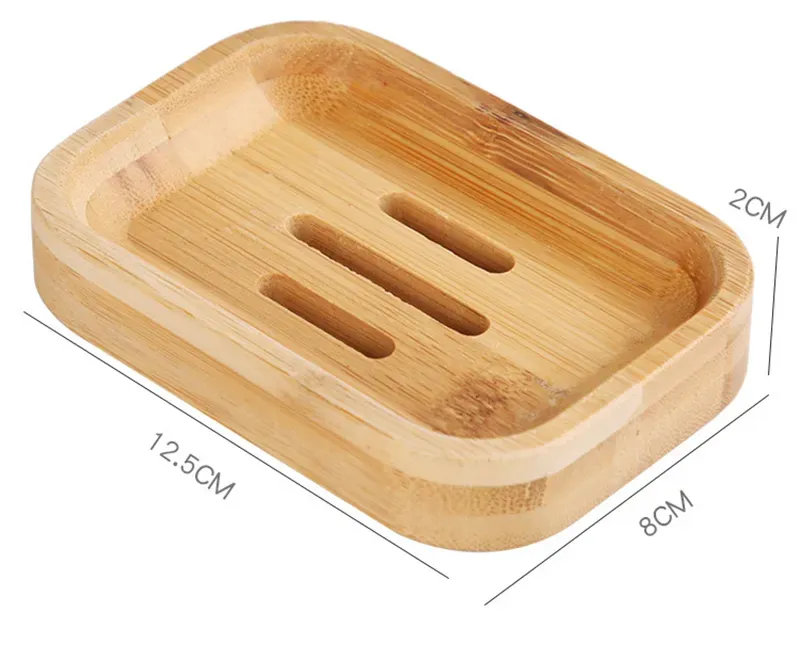 Natural Wood Bamboo Soap Dish Holder Shower Soap Holders Tray Container for Bathroom Kitchen Sponges Accessories Storage Box