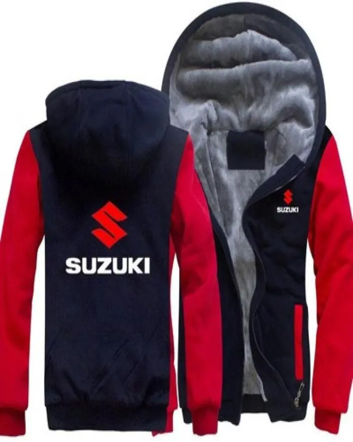 2019 Winter Hooty Suzuki Car Logo Mężczyźni Kobiety zagęszcza jesienne bluzy Ubrania bluzy bluzy zamek błoto z kapturem z kapturem streetwear7602307
