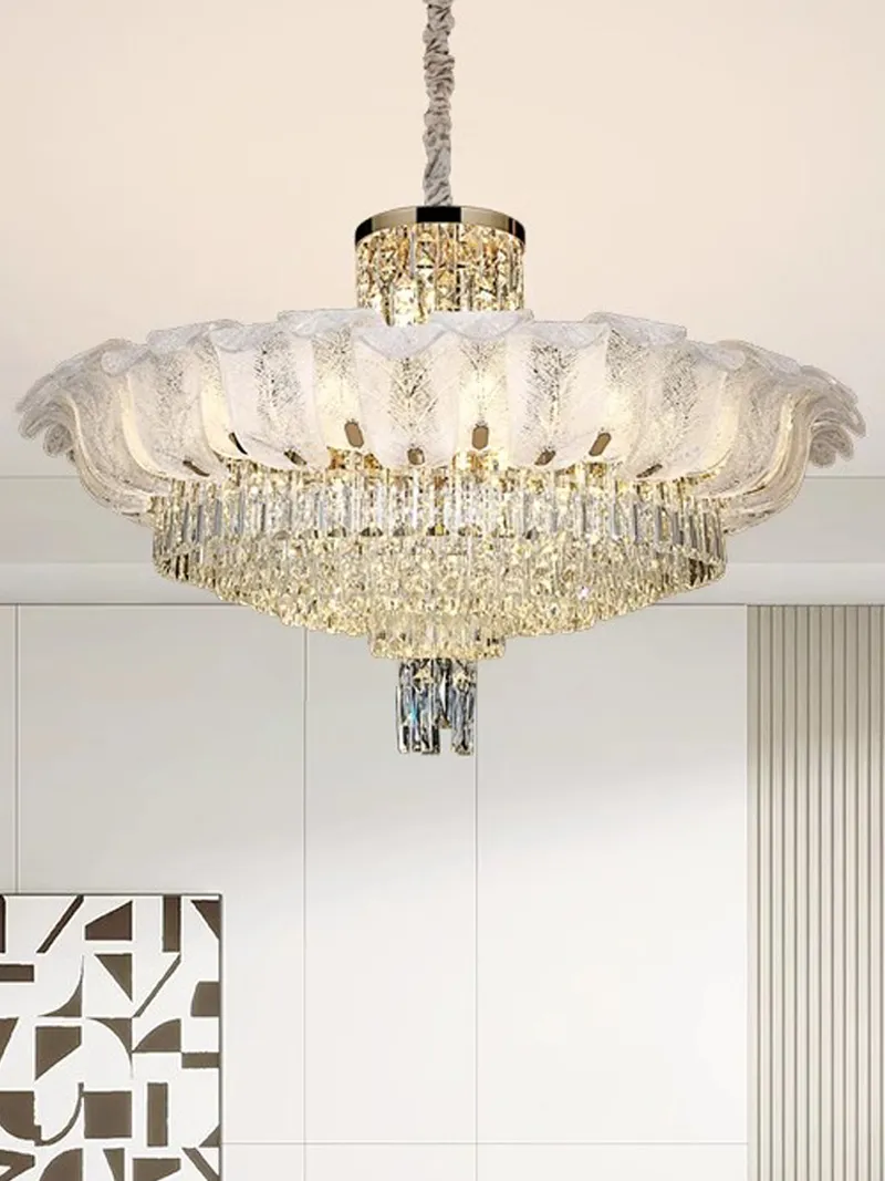 American Luxury Crystal Pendant Lamps Modern French Chandelier Pendant Lights Fixture Bedroom Living Room Villa Home Indoor Lighting Art Decoration Luminarias