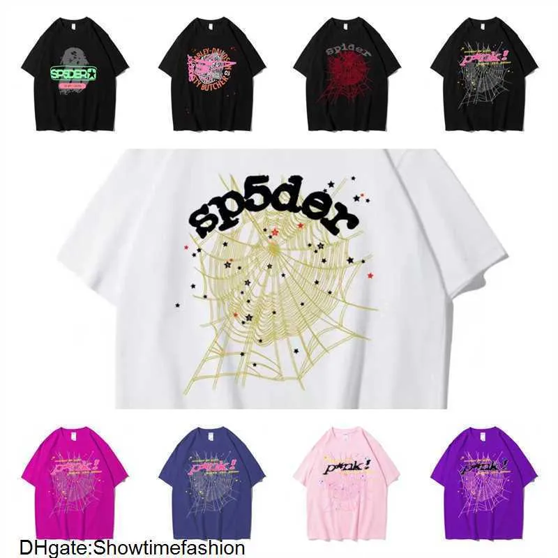 24SS Men's T-shirts 555 Hip Hop Kanyes Style Sp5der T Shirt Spider Jumper European and American Young Singers Short Sleeve XQAZ