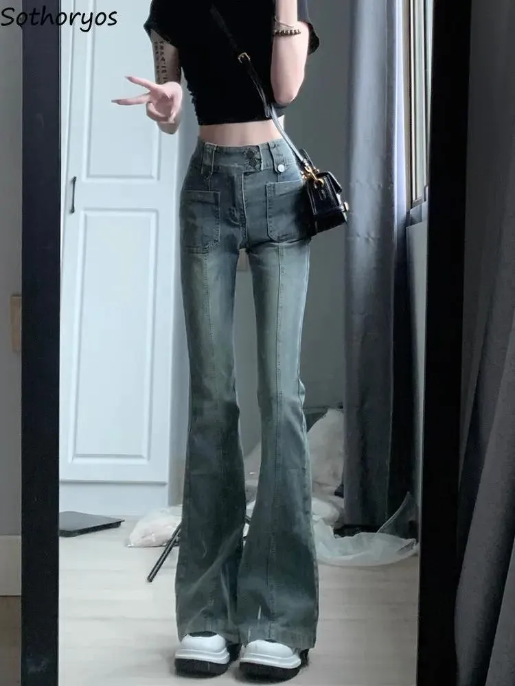 Jeans Retro Flare Jeans Women American Style High Waist Leisure Hotsweet Girls Skinny Allmatch Popular Sexy Full Length Trousers New