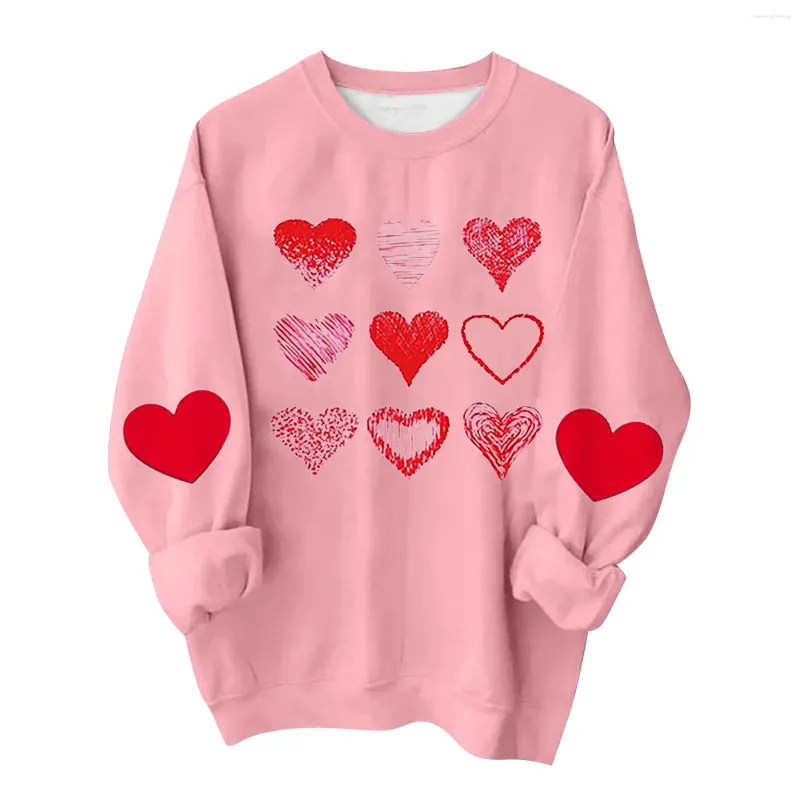 Felpe con cappuccio da donna Abbigliamento donna Moda delicata Pullover da donna Top Girocollo Maniche lunghe San Valentino Felpe stampate Sudaderas