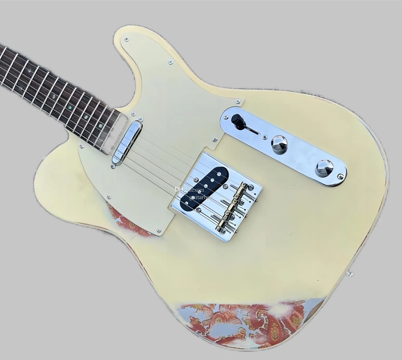 Factory Direct 6-string electric guitar retro Alder body, yellow matte paint sticker. Free delivery