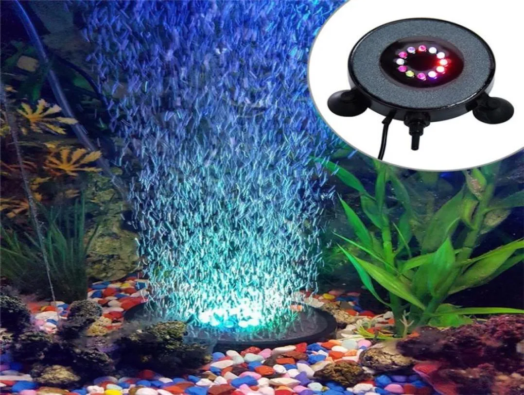 Целые 7 цветов, водонепроницаемый светодиодный светильник, многоцветная лампа для аквариума, погружные мини-аквариумные фонари, пузырьковая аэрация, диск освещения7457006