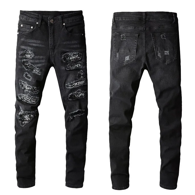 Nouveau Biker Jeans Hommes Automne Casual Lavé Coton Pli Skinny Déchiré Jeans Hip Hop Élasticité Slim Denim Jeans Pantalon Maison J240111