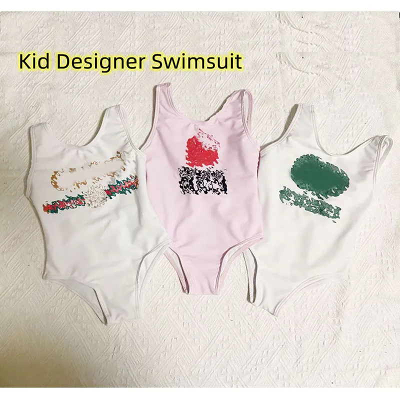 Designer Girls SwimeWear Childrens Swimsuit Classic Brand Baby Kids Letter Tryckt Bikini Baddräkter Söta One Piece Badkläder CSD2401123-6