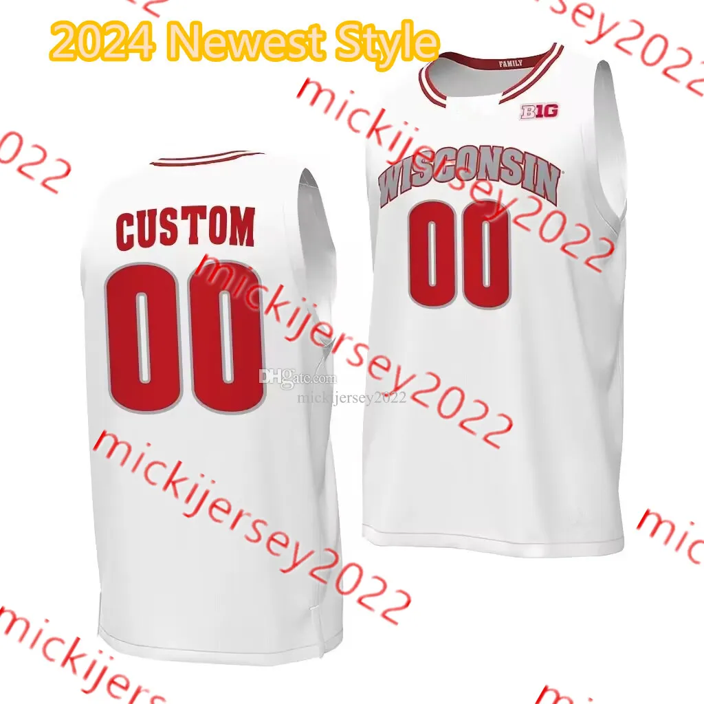 Wisconsin Badgers Basketball Jersey Custom Stitched Polyester Breathable Red White Sports Jersey for Men Women Youth 2024 Frank Kaminsky Ab Nicholas