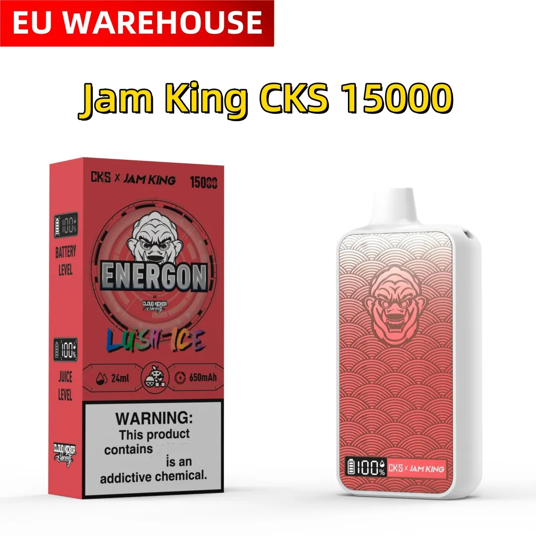 eタバコジャムキングVapes CKS Energon 15000 Vape Deeschable Randm 24ml e-liquid使い捨てeタバコ蒸気箱LEDスクリーンディスプレイUSB-Cジュースフレーバー