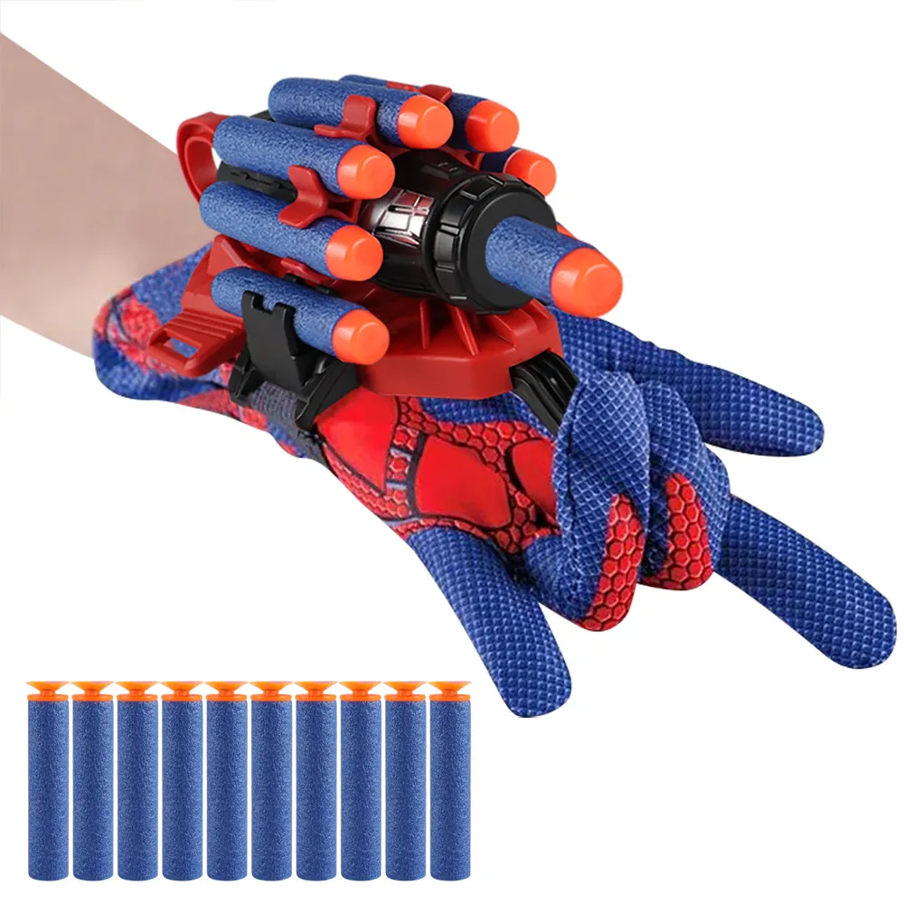 Toy Gloves Spider Web Shooter Toy ، Spider Kids Cosplay Cosplay Launcher Glove Hero Movie Launcher مع لعبة Wrist Toy Toy Funny Muitory Lister Toys for Children